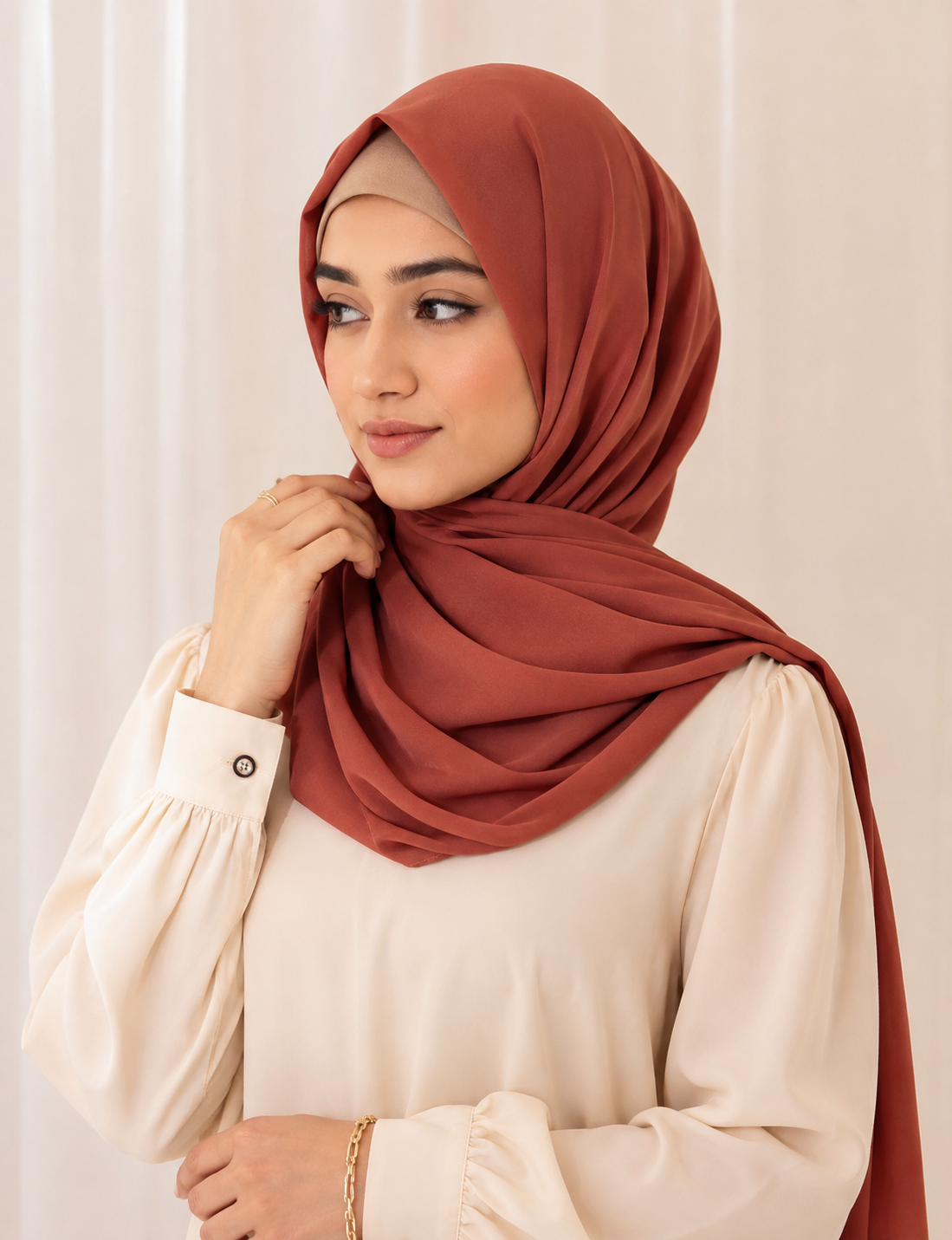 CHIFFON GEORGATE HIJAB - RUST