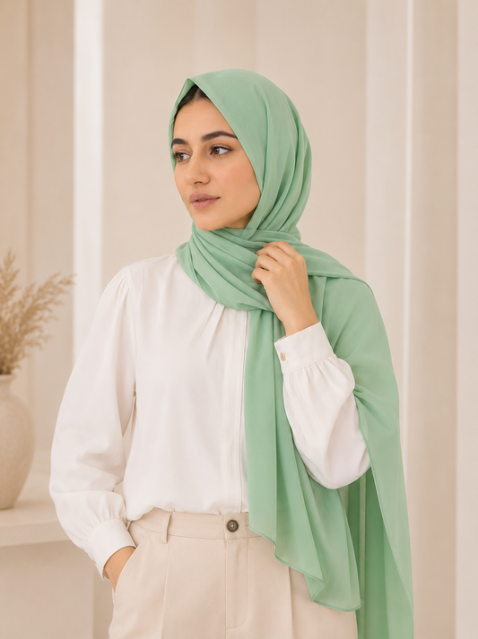 CHIFFON GEORGATE HIJAB - SAGE GREEN