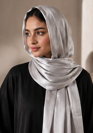 SILVER CRINKEL SILK HIJAB